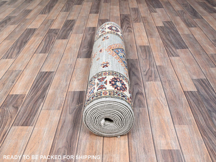 2'9" x 15'5" New Hand Knotted Grey Wool Runner Oriental Rug - MOA102190