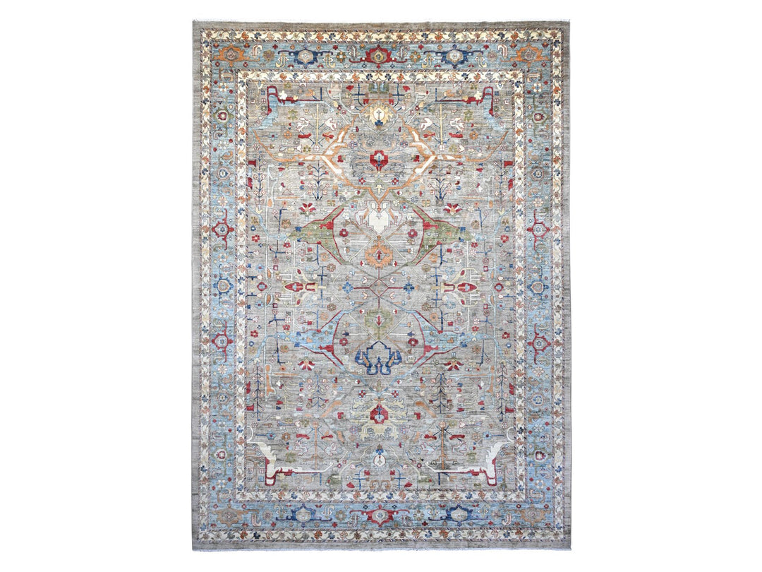 11'7" x 15'8" New Hand Knotted Grey Wool Rectangle Oriental Rug - MOA10220002