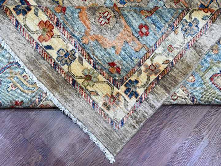 11'7" x 15'8" New Hand Knotted Grey Wool Rectangle Oriental Rug - MOA10220002