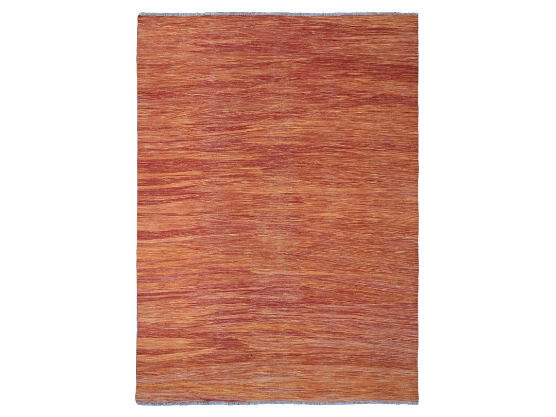 9'0" x 12'0" New Hand Woven Orange Wool Rectangle Oriental Rug - MOA10220094