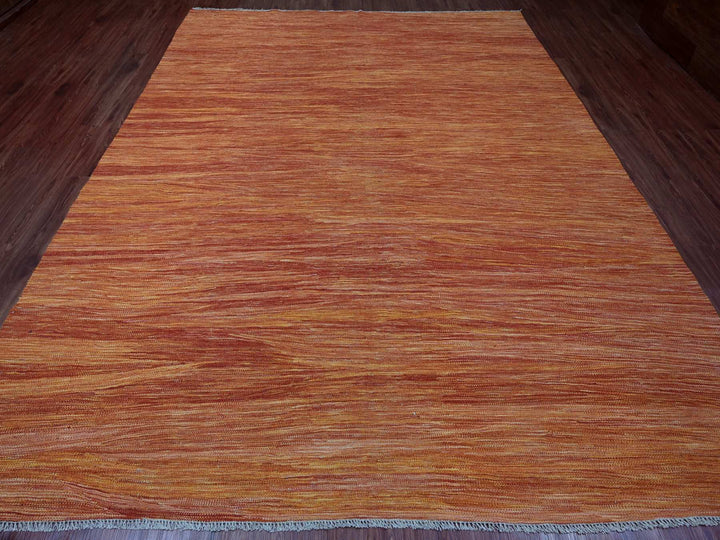 9'0" x 12'0" New Hand Woven Orange Wool Rectangle Oriental Rug - MOA10220094