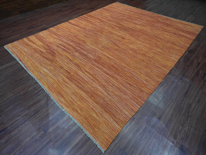 9'0" x 12'0" New Hand Woven Orange Wool Rectangle Oriental Rug - MOA10220094