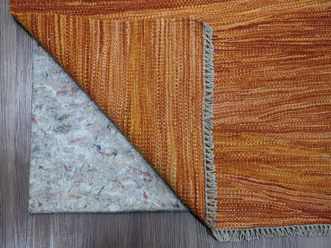 9'0" x 12'0" New Hand Woven Orange Wool Rectangle Oriental Rug - MOA10220094