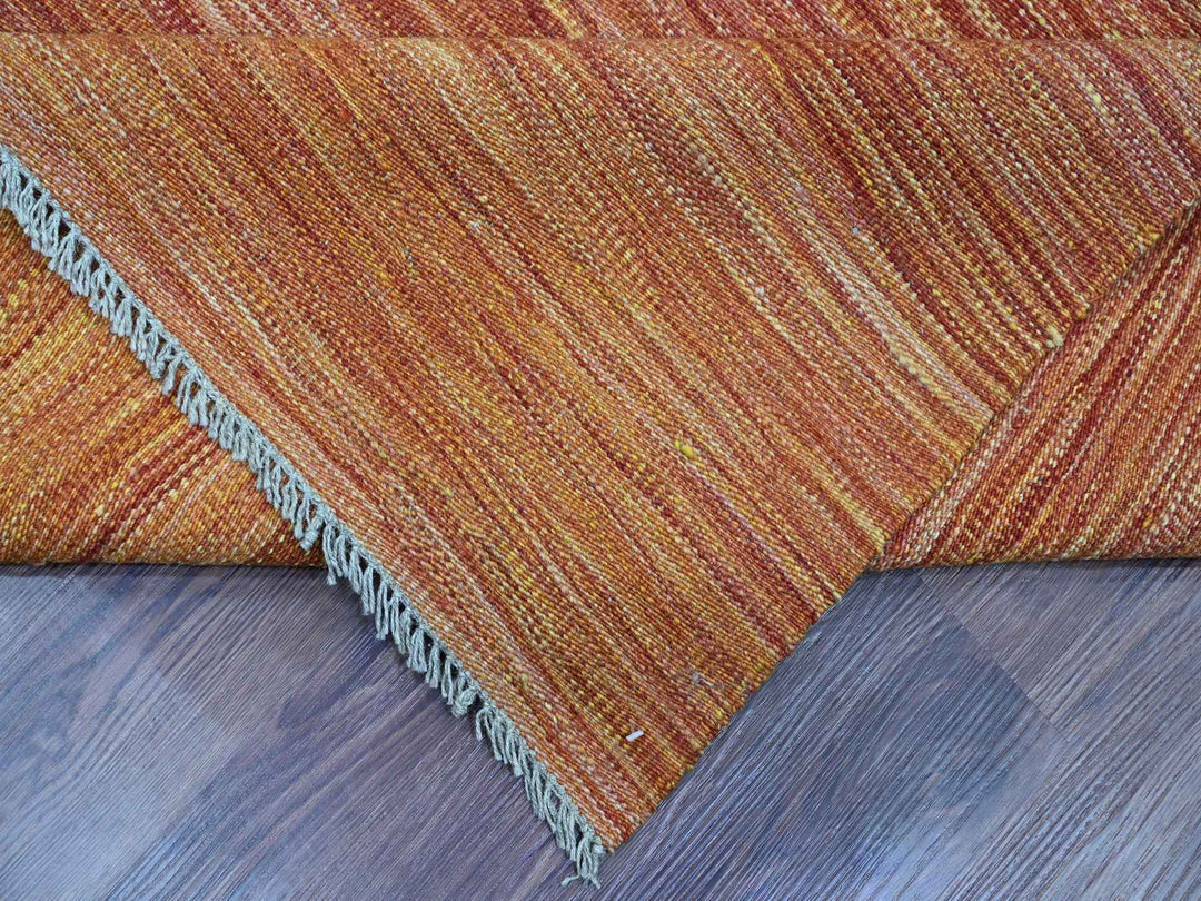 9'0" x 12'0" New Hand Woven Orange Wool Rectangle Oriental Rug - MOA10220094
