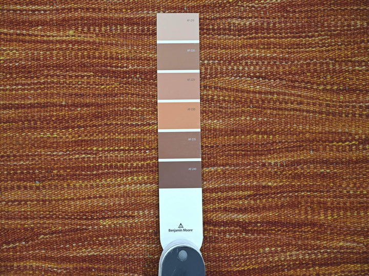 9'0" x 12'0" New Hand Woven Orange Wool Rectangle Oriental Rug - MOA10220094