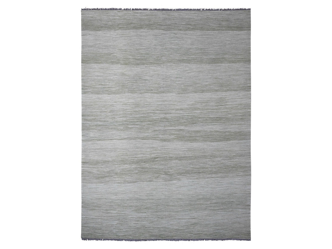 9'1" x 12'1" New Hand Woven Green Wool Rectangle Oriental Rug - MOA10220095