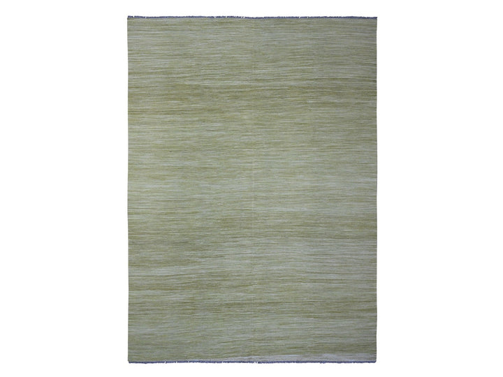 8'8" x 12'0" New Hand Woven Green Wool Rectangle Oriental Rug - MOA10220097