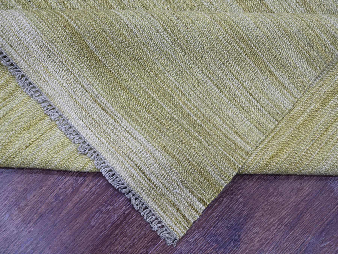 8'8" x 12'0" New Hand Woven Green Wool Rectangle Oriental Rug - MOA10220097