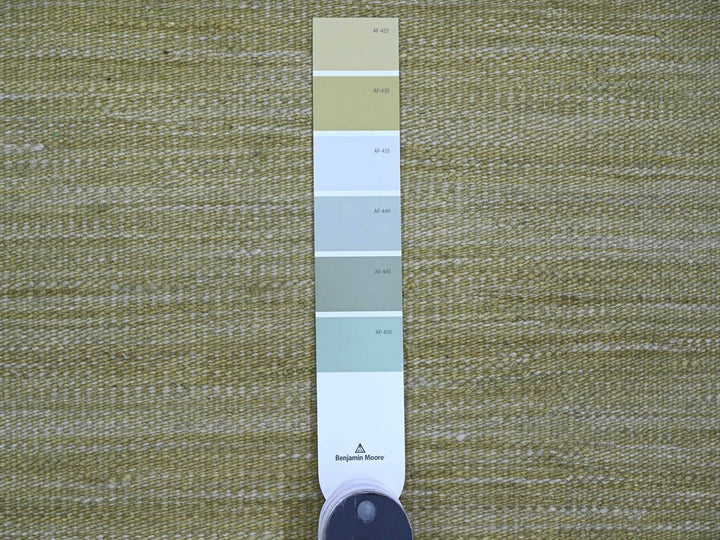 8'8" x 12'0" New Hand Woven Green Wool Rectangle Oriental Rug - MOA10220097