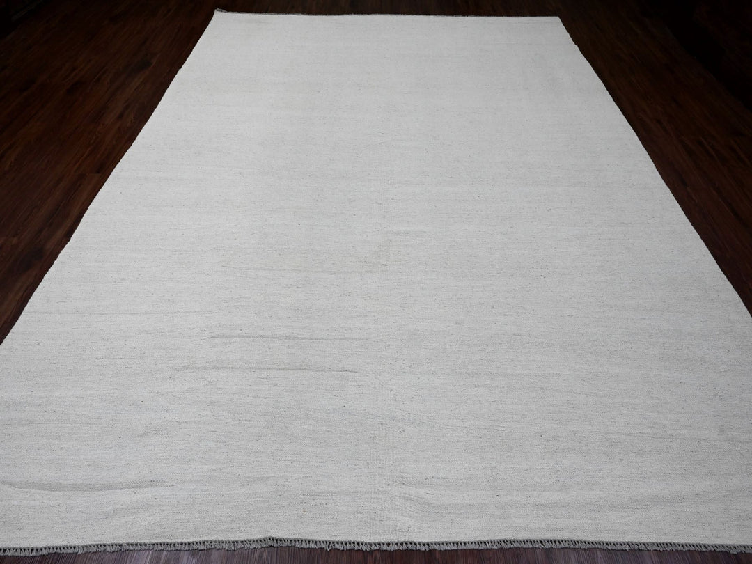 9'0" x 12'0" New Hand Woven Ivory Wool Rectangle Oriental Rug - MOA10220099