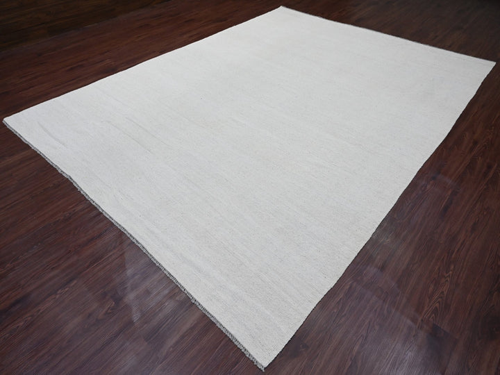 9'0" x 12'0" New Hand Woven Ivory Wool Rectangle Oriental Rug - MOA10220099