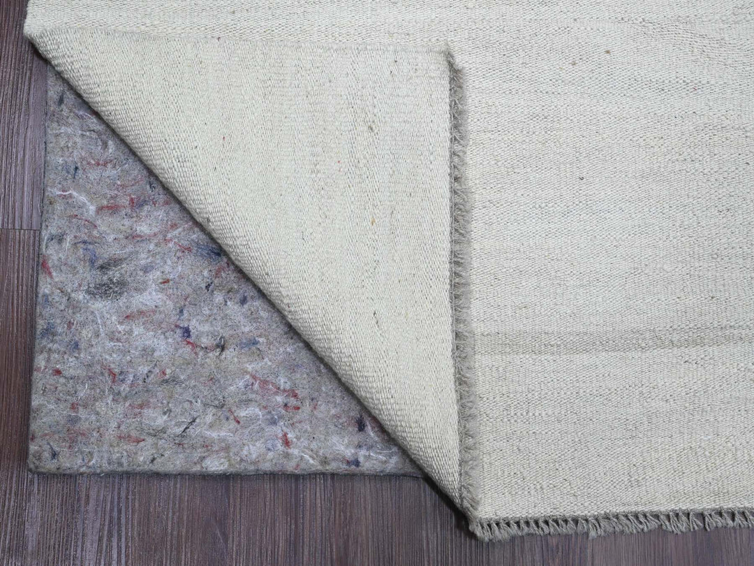 9'0" x 12'0" New Hand Woven Ivory Wool Rectangle Oriental Rug - MOA10220099