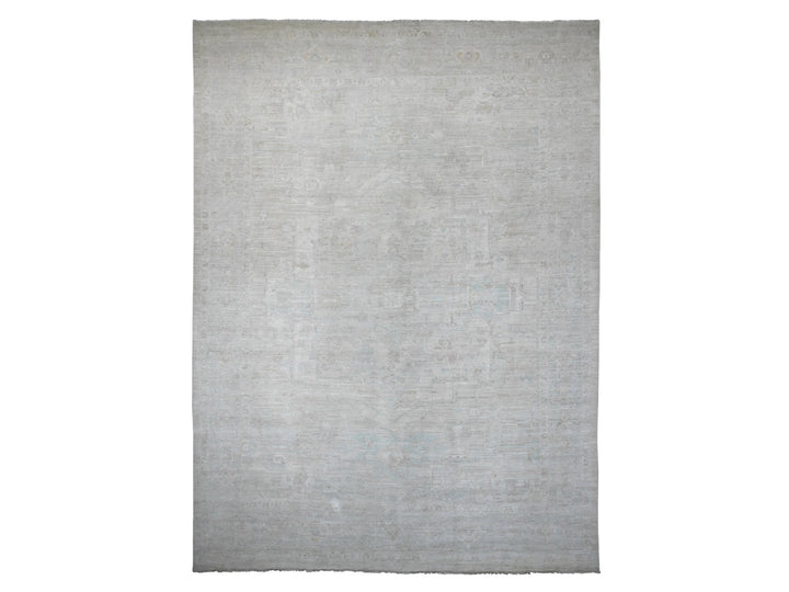 11'5" x 15'9" New Hand Knotted Ivory Wool Rectangle Oriental Rug - MOA10220155