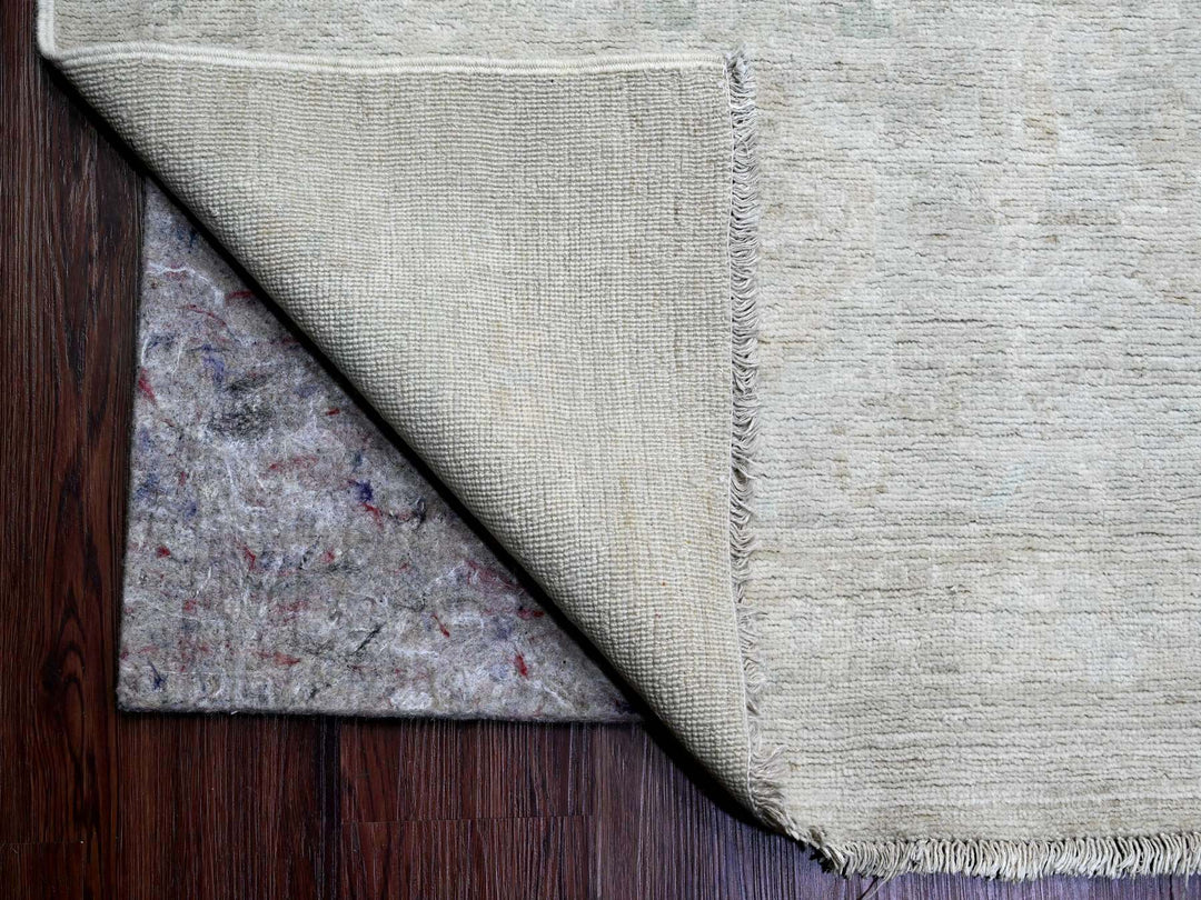 11'5" x 15'9" New Hand Knotted Ivory Wool Rectangle Oriental Rug - MOA10220155