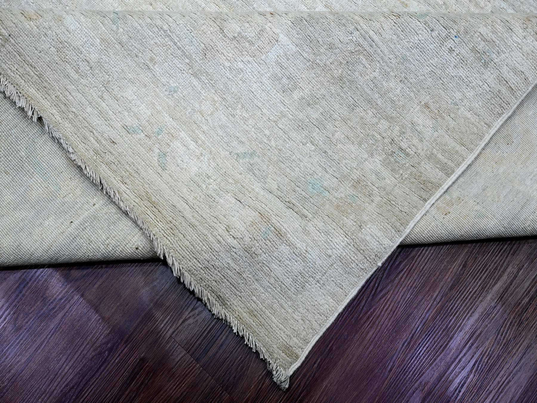 11'5" x 15'9" New Hand Knotted Ivory Wool Rectangle Oriental Rug - MOA10220155