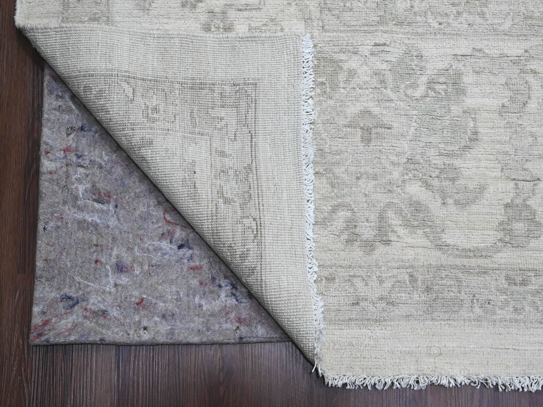 11'7" x 14'10" New Hand Knotted Ivory Wool Rectangle Oriental Rug - MOA10220179