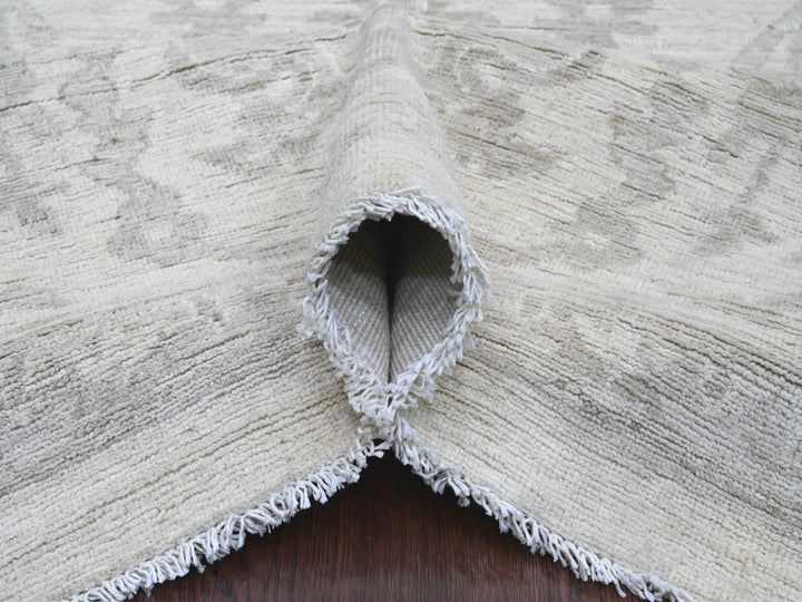 11'7" x 14'10" New Hand Knotted Ivory Wool Rectangle Oriental Rug - MOA10220179