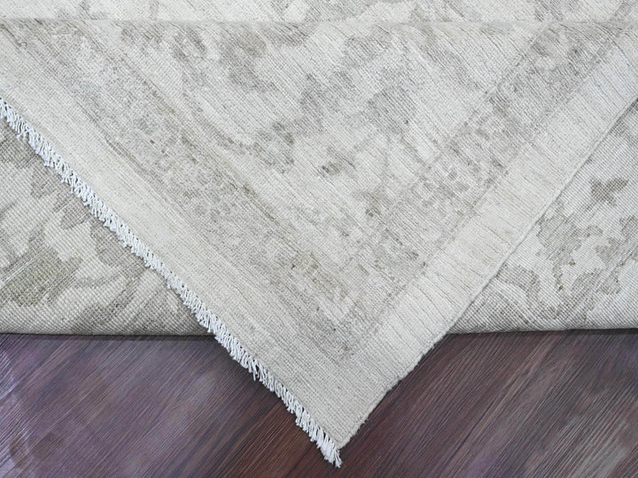 11'7" x 14'10" New Hand Knotted Ivory Wool Rectangle Oriental Rug - MOA10220179