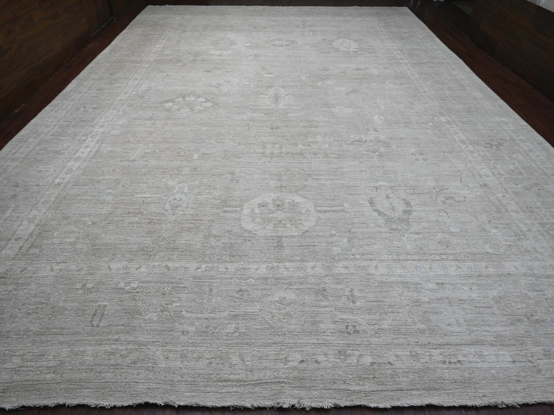 14'0" x 19'6" New Hand Knotted Grey Wool Rectangle Oriental Rug - MOA10220183