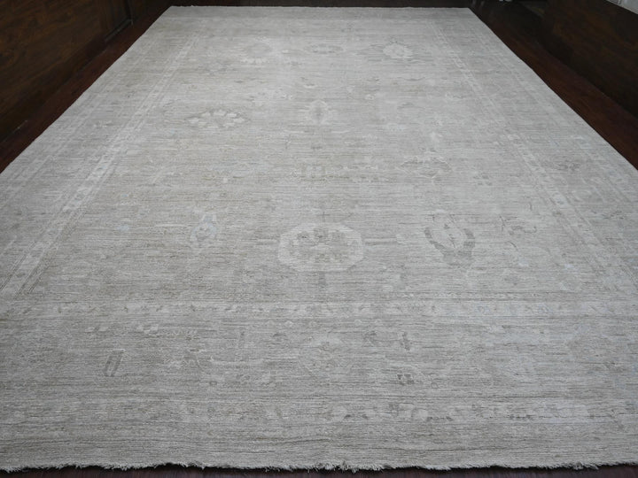 14'0" x 19'6" New Hand Knotted Grey Wool Rectangle Oriental Rug - MOA10220183