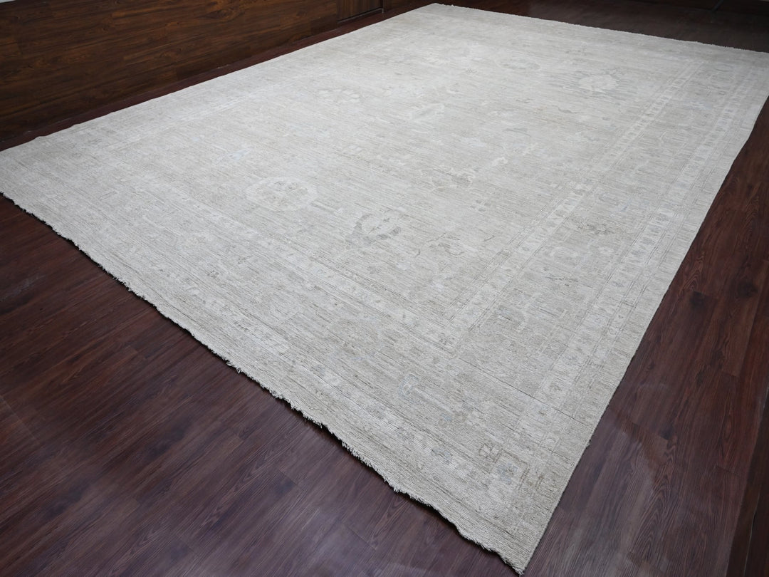 14'0" x 19'6" New Hand Knotted Grey Wool Rectangle Oriental Rug - MOA10220183