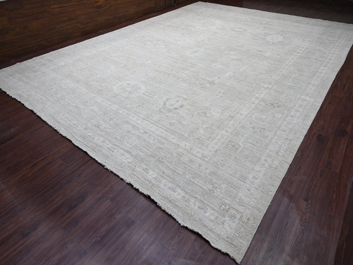 14'0" x 19'6" New Hand Knotted Grey Wool Rectangle Oriental Rug - MOA10220183