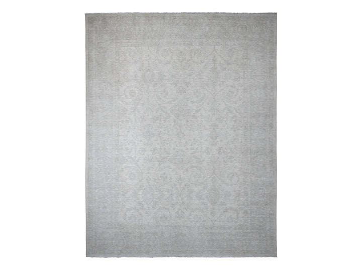 12'0" x 15'1" New Hand Knotted Ivory Wool Rectangle Oriental Rug - MOA10220365