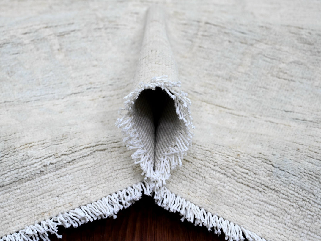 12'0" x 15'1" New Hand Knotted Ivory Wool Rectangle Oriental Rug - MOA10220365