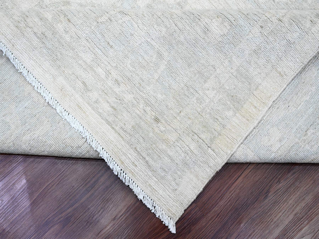 12'0" x 15'1" New Hand Knotted Ivory Wool Rectangle Oriental Rug - MOA10220365