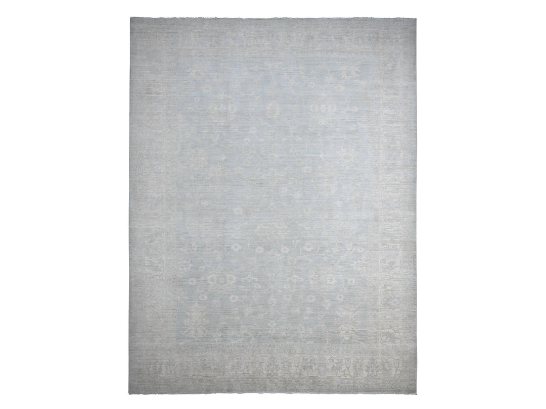 11'10" x 15'3" New Hand Knotted Grey Wool Rectangle Oriental Rug - MOA10220366