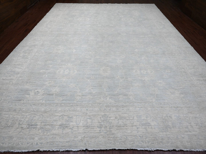 11'10" x 15'3" New Hand Knotted Grey Wool Rectangle Oriental Rug - MOA10220366