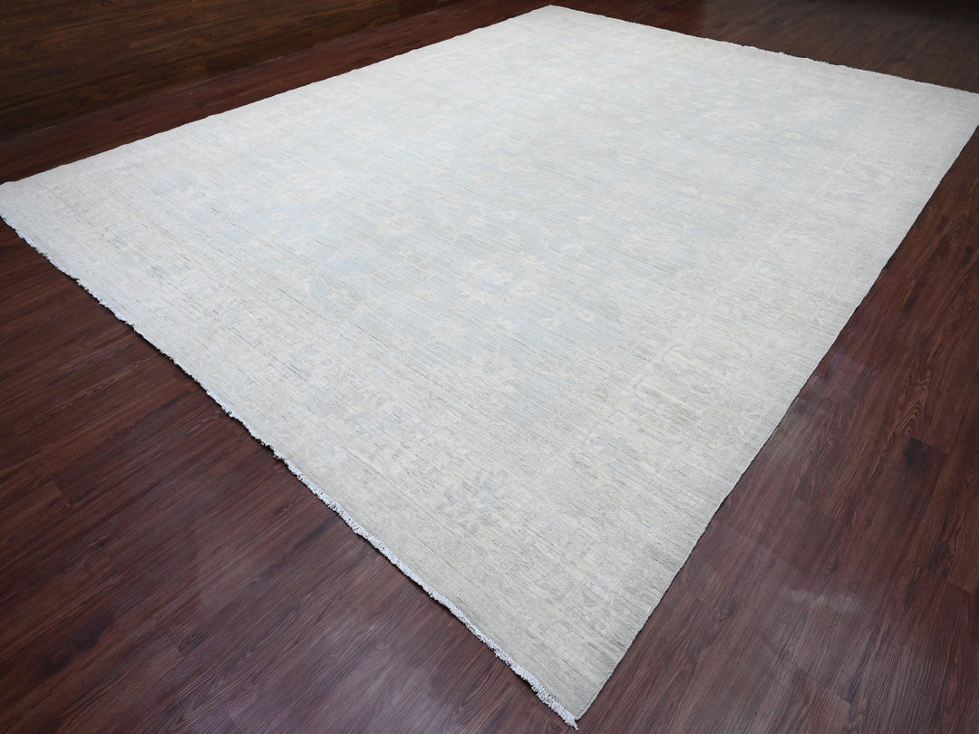 11'10" x 15'3" New Hand Knotted Grey Wool Rectangle Oriental Rug - MOA10220366