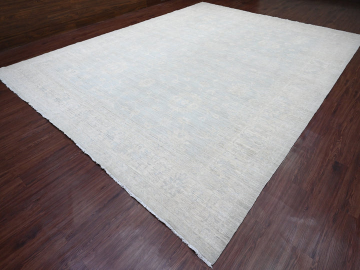 11'10" x 15'3" New Hand Knotted Grey Wool Rectangle Oriental Rug - MOA10220366