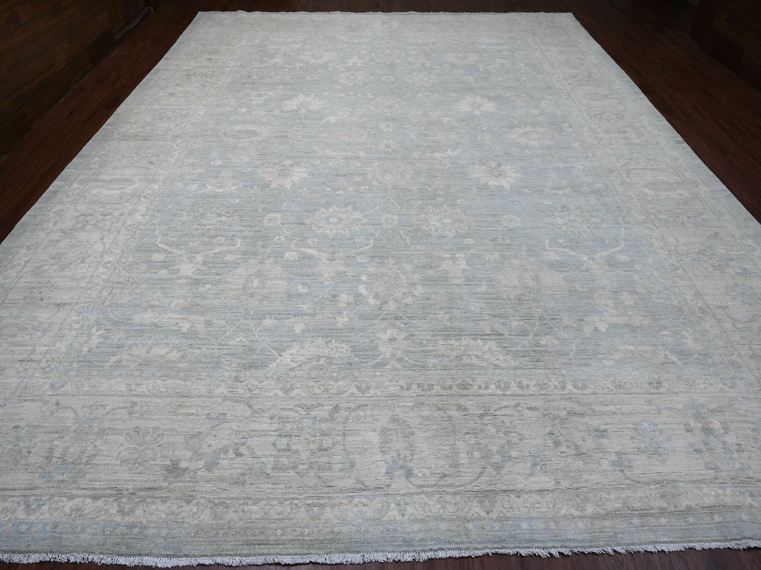 12'0" x 15'4" New Hand Knotted Grey Wool Rectangle Oriental Rug - MOA10220405