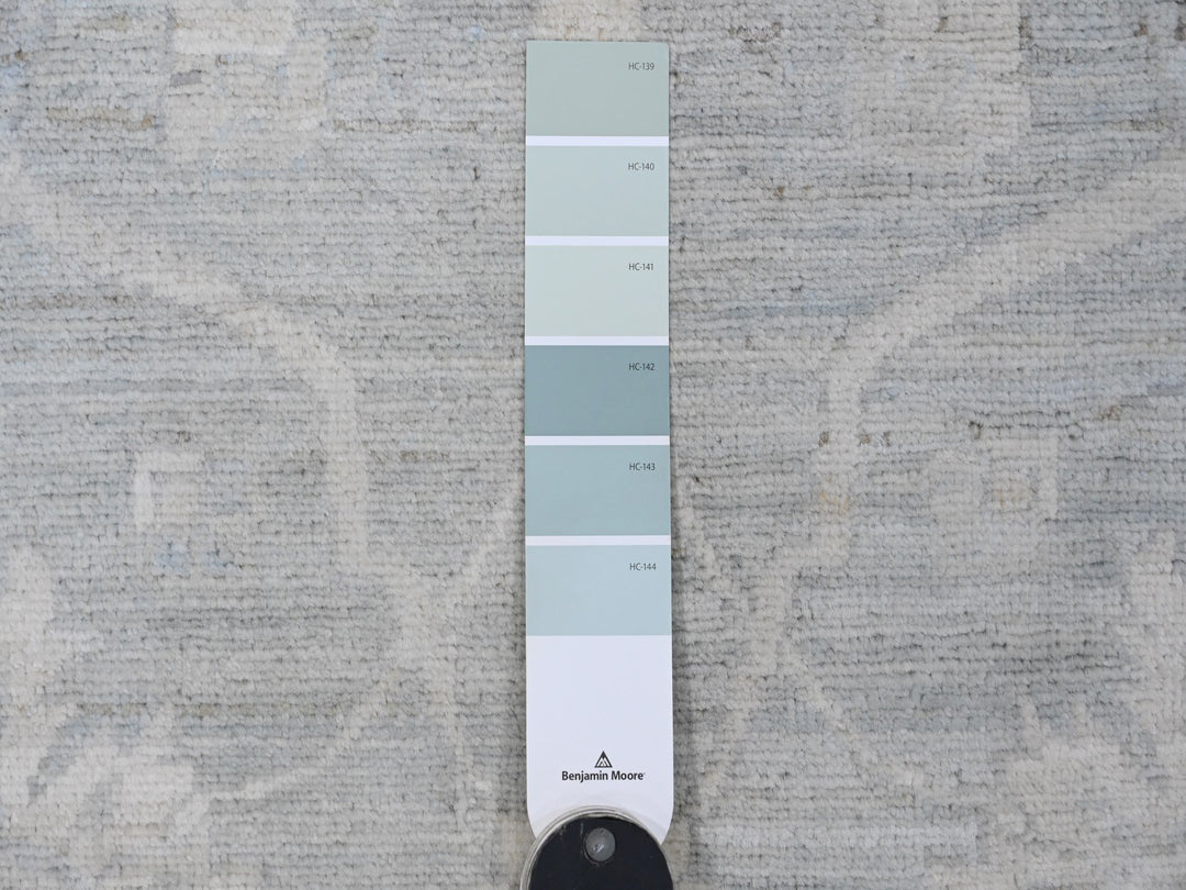 12'0" x 15'4" New Hand Knotted Grey Wool Rectangle Oriental Rug - MOA10220405