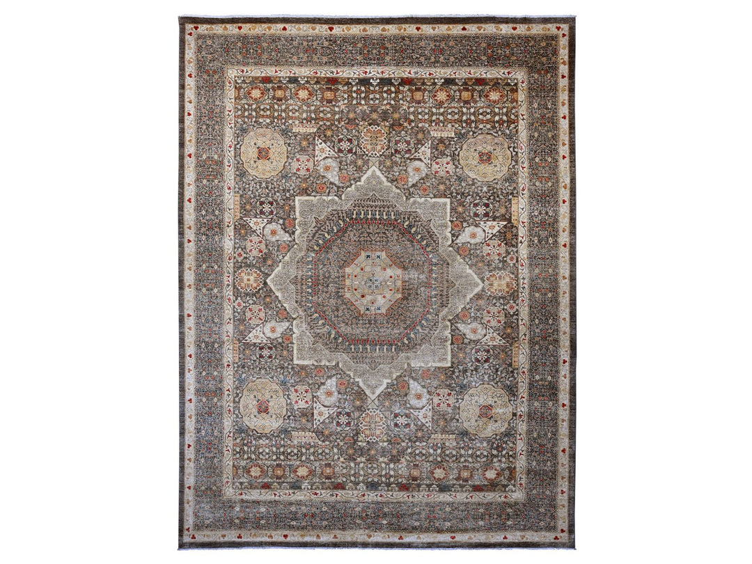 12'2" x 16'0" New Hand Knotted Brown Wool Rectangle Oriental Rug - MOA10220452