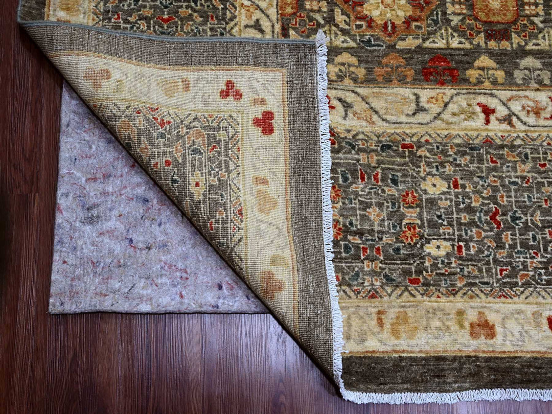 12'2" x 16'0" New Hand Knotted Brown Wool Rectangle Oriental Rug - MOA10220452