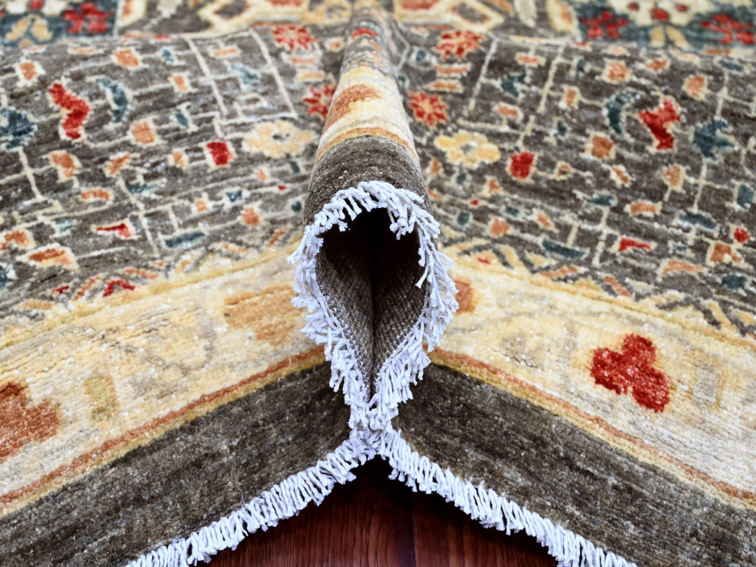 12'2" x 16'0" New Hand Knotted Brown Wool Rectangle Oriental Rug - MOA10220452