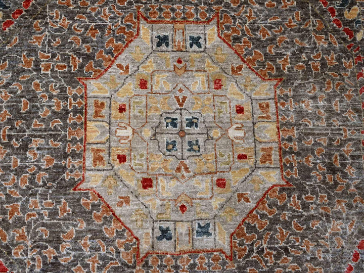 12'2" x 16'0" New Hand Knotted Brown Wool Rectangle Oriental Rug - MOA10220452