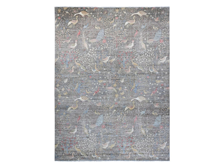 12'0" x 15'5" New Hand Knotted Grey Wool Rectangle Oriental Rug - MOA10220557