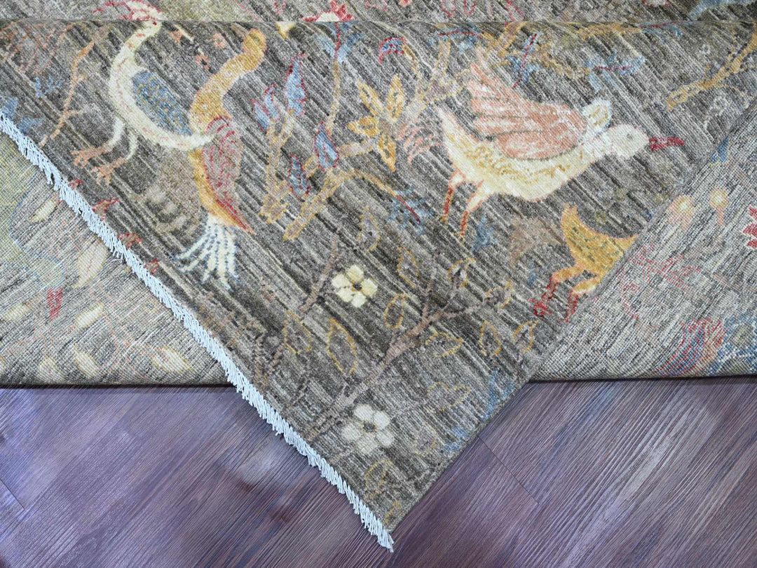 12'0" x 15'5" New Hand Knotted Grey Wool Rectangle Oriental Rug - MOA10220557