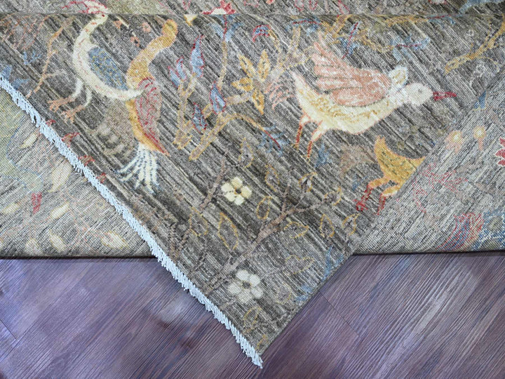 12'0" x 15'5" New Hand Knotted Grey Wool Rectangle Oriental Rug - MOA10220557