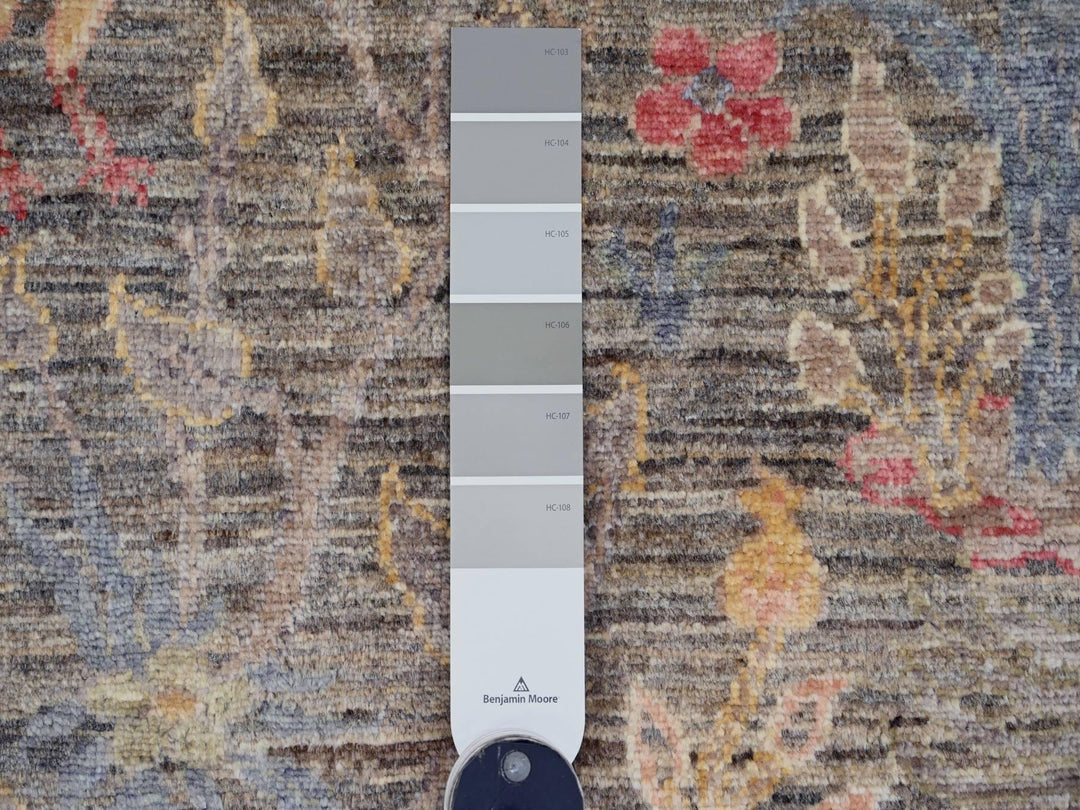 12'0" x 15'5" New Hand Knotted Grey Wool Rectangle Oriental Rug - MOA10220557