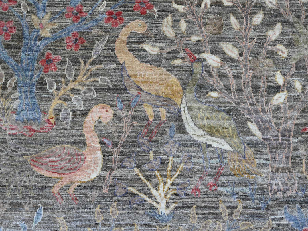 12'0" x 15'5" New Hand Knotted Grey Wool Rectangle Oriental Rug - MOA10220557