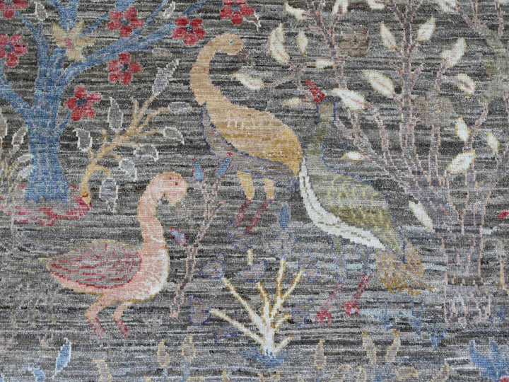 12'0" x 15'5" New Hand Knotted Grey Wool Rectangle Oriental Rug - MOA10220557