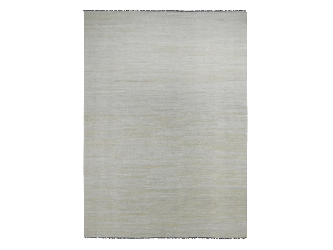 8'9" x 12'4" New Hand Woven Beige Wool Rectangle Oriental Rug - MOA10220947