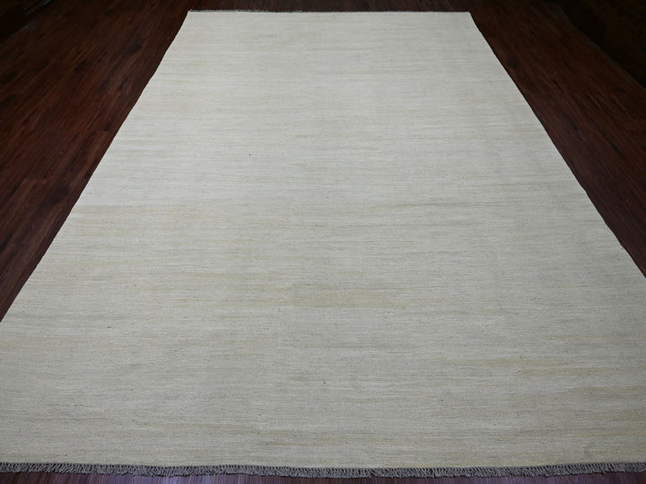 8'9" x 12'4" New Hand Woven Beige Wool Rectangle Oriental Rug - MOA10220947