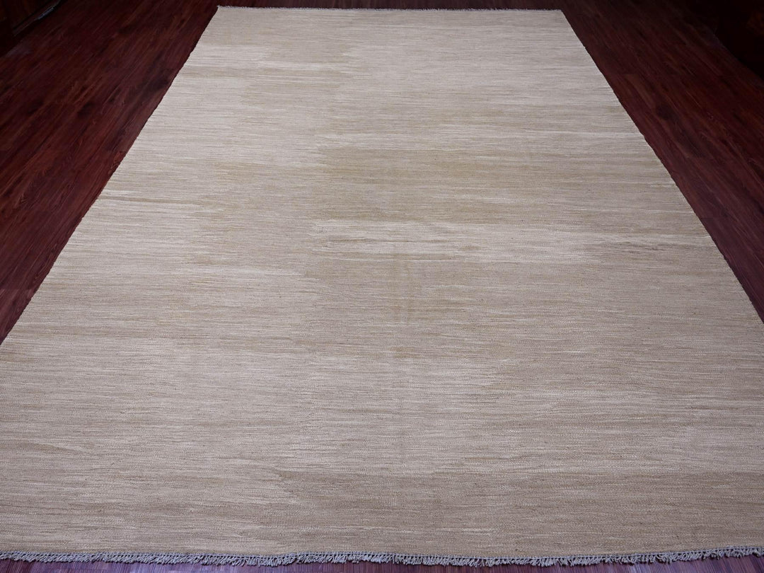 8'11" x 12'1" New Hand Woven Brown Wool Rectangle Oriental Rug - MOA10220948