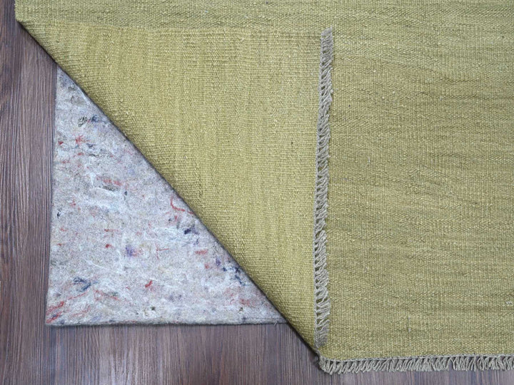 9'1" x 12'0" New Hand Woven Green Wool Rectangle Oriental Rug - MOA10220949