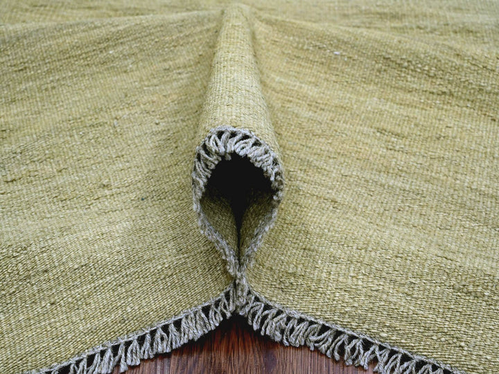 9'1" x 12'0" New Hand Woven Green Wool Rectangle Oriental Rug - MOA10220949